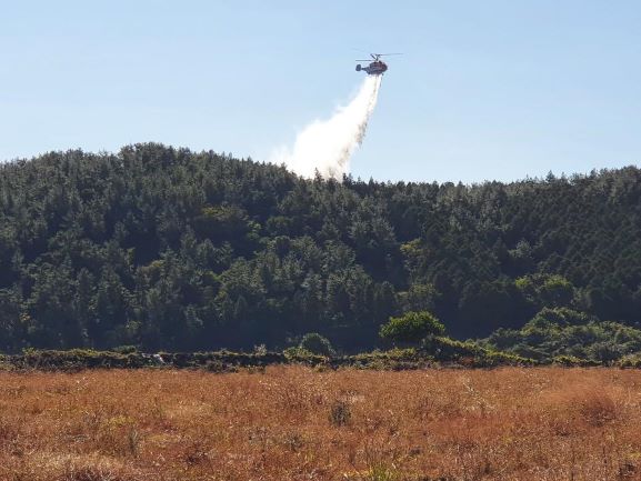 산불을 진화하고 있는 산림청.소방안전본부 헬기.