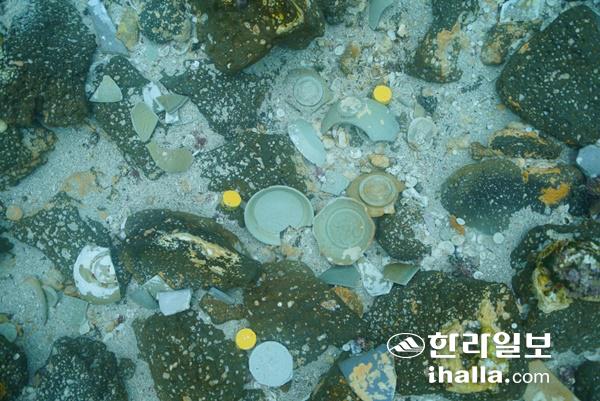 신창리 해역에서 발견된 유물.