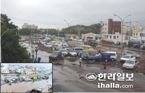 태풍 \\\\\\\\\\\\\\\'나리\\\\\\\\\\\\\\\' 내습 당시 한천재해위험지구. 한라일보DB