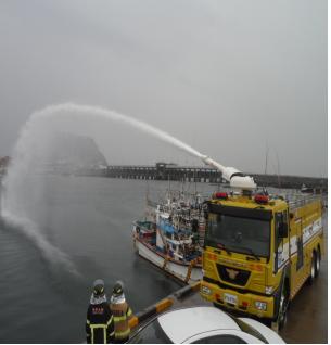 선박화재 대비 진압훈련