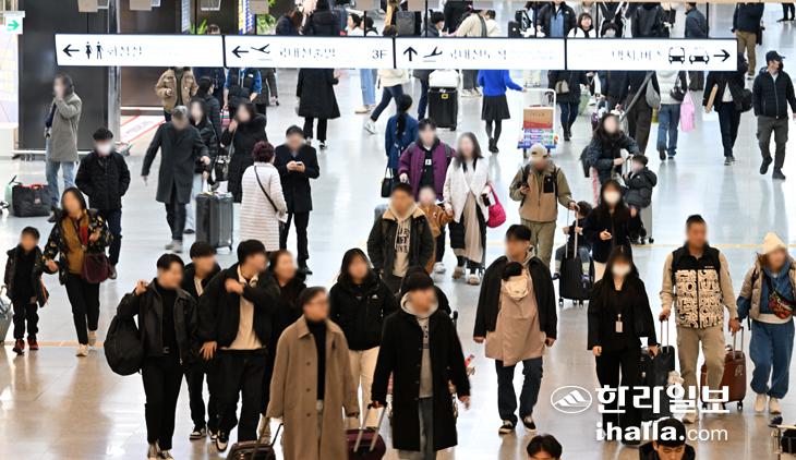 제주공항 도착 대합실. 한라일보DB